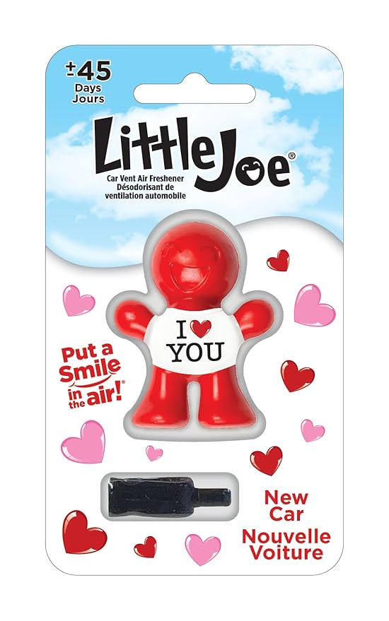 Little Joe 96410-6PK I Love You New Car Scent Car Air Freshener Vent Clip, Fights Odors for up to 45 Days, Long-Lasting Freshness, Cute Car Odor Eliminator, Pack of 6