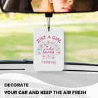 Pastel Cocktail Mahjong Car Air Freshener 3 Pcs, Mahjong Lover Gifts, Just a Girl Who Loves Mah Jong Air Freshener Hanging Decor for Cars Closet Drawer Books Accessories Gifts