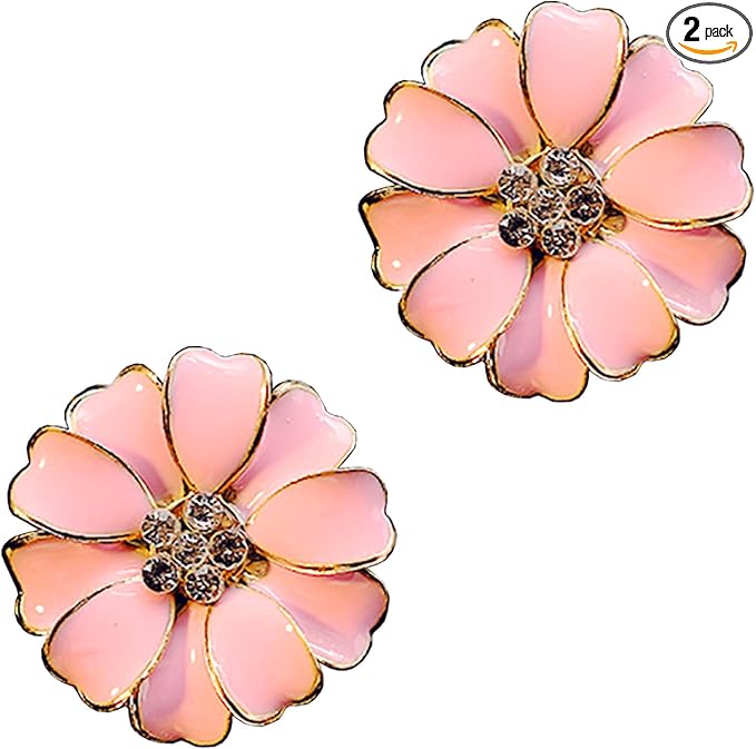 2 Pieces Daisy Flower Air Vent Clip Cute Car Air Freshener Clip Bling Rhinestone Car Air Outlet Decorations Charm Car Inter Decor Accessories for Girls Women