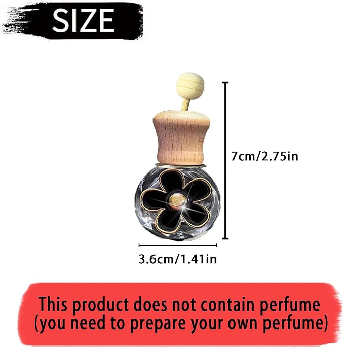 Daisy Bottle Car Air Freshener Clips, 2 Pcs Cute Daisy Car Air Vent Clip, Coquette Auto Air Conditioning Outlet Diffuser Perfume Clips, Interior Decoration (Black, one size)