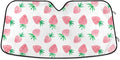 Fresh Strawberry Car Windshield Sun Shade Cute Pink Fruit Foldable UV Ray Sun Visor Protector Sunshade to Keep Your Vehicle Cool (55" x 27.6")