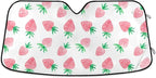 Fresh Strawberry Car Windshield Sun Shade Cute Pink Fruit Foldable UV Ray Sun Visor Protector Sunshade to Keep Your Vehicle Cool (55" x 27.6")