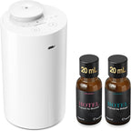 Airversa Waterless Essential Oil Diffuser Starter Kit with 2x20mL Hotel Fragrance Oils, Cordless Nebulizer for Car Home Office, Up to 600 sq ft, Mist/Timer Settings, Baterry Operated, AN6Kit-B, White