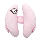 Adjustable Head Neck Pillow for Infant Car Seat, Portable Baby Travel Pillow for Stroller, Banana Shape Headrest Support Pillow, Comfortble Toddler Neck Pillow for Pushchair,Swing, Light Pink