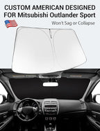 Proadsy 2026 Upgrade Windshield Sun Shade Custom Fit Mitsubishi Outlander Sport 2011-2025 2026 4-Layer Foldable Front Sunshade Protector Sun Visor Blocks UV Rays Keep Car Cooler
