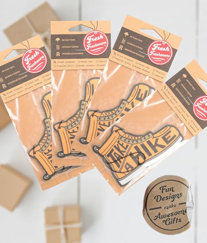 Outdoor Adventure Car Air Freshener 4 Pack Scented With Premium Oils By Fresh Fresheners (Take a Hike Boot)