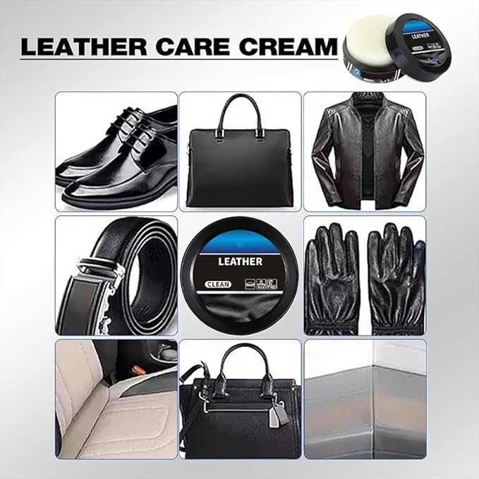 Leather Balm for Cars, Leather Cleaner and Conditioner for Car Interior, Multifunctional Cleaning and Care Cream & Cleaning Paste, Deep Cleaner & Leather Repair Kit for Furniture, Shoes, Bags(2PC)