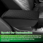 Shademax Custom for Center Console Cover Kia Sportage 2023 2024 2025 2026 Armrest Cover Center Console Cushion Pad PU Leather Armrest Seat Box Cover Protector Sportage Accessories Anti-Scratch Black