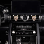 4Pcs Golden Bling Leopard Air Vent Clips, Crystal Car Air Fresheners Vent Clips Diffuser Vent Clip Rhinestone Leopard Decoration Interior Decor Bling Accessories for Women