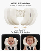 Baby Neck Pillow for Car Seat and Stroller, Adjustable Baby Head Support Pillow for Travel, Soft and Cushiony Torticollis Pillows for Infant and Newborn (Beige)