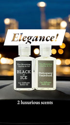 1 OZ Premium Car Diffuser Refill Oil – 2 Pack Long Lasting Fragrance Oil for Car, Home & Office | Compatible with Most Diffusers | Fresh, Pleasant Scent for Every Space (Black Ice + Mahogany Teakwood)