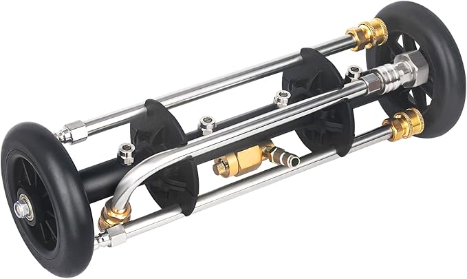 DUSICHIN Undercarriage Cleaner Water Broom Pressure Washer Attachment, 16 Inches Undercarriage Washer, Pressure Washer Underbody Cleaner 4 Extension Wands 4 nozzles for Garden Hose Too DUS3202