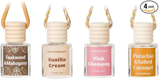 Car Air Freshener Diffuser, Hanging Car Scents Air Freshener, Car Fresheners Long Lasting, Essential Oil Diffuser, Fragrance Oil, 4pcs