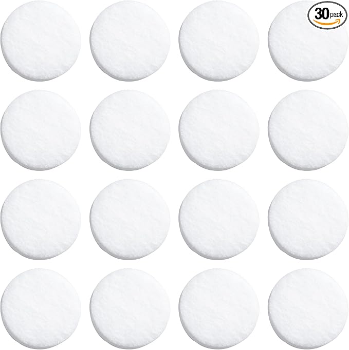 30Pcs Car Air Freshener Refill Felt Pads, 17.5MM/0.7inch Unscented White Air Freshener Replacement Pads Oil Perfumes Refill Tablets for Car Air Freshener Vent Clips Car Diffusers
