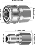 Hotop 2 Sets NPT 3/8 Inch Pressure Washer Quick Connector Kit Stainless Steel Pressure Washer Adapters Quick Connector Fittings Male Female