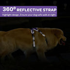 FURRYFECTION Plaid Dog Harness for Large Dogs, Reflective No Pull Adjustable Pet Vest with Front Clip, Leash, Easy Control Handle and Seat Belt, Purple, L