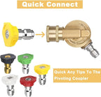 Pressure Washer Gutter Cleaner Attachment - 240 Degree Pivoting Coupler, 1/4” Quick Connect, 7 Angles for Power Washer Spray Nozzle, 4500 PSI
