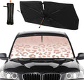 Socira Rose Gold Leopard Car Windshield Sunshade Umbrella Foldable Umbrella Cute Sun Shade Windshield Cover Sunshade Leopard Print Car Accessories Keeps Cool (57" X 30")
