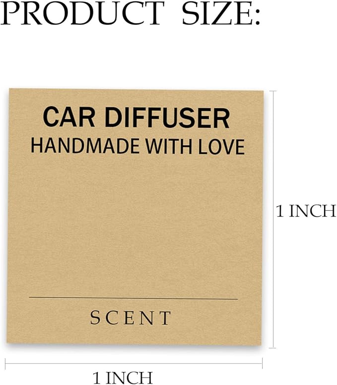 500Pcs Car Oil Diffuser Hanging Bottle Scent Label 1×1 Inch Kraft Warning Stickers Instruction Care Card Wooden Top Bullet