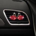 Katutude 2 Pcs Crystal Swan Car Air Vent Clips with Fragrance Tablets, Car Diffuser Air Freshener Vent Clips Air Conditioner Outlet Clip Charm Bling Car Interior Decoration, Red