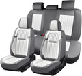 Coverado Car Seat Covers Full Set, Seat Covers for Cars, Car Seat Cover, Car Seat Protector, Leather Car Seat Cushion, Waterproof Car Seat Covers Front Seats and Back Fit for Most Cars(Gray&White)