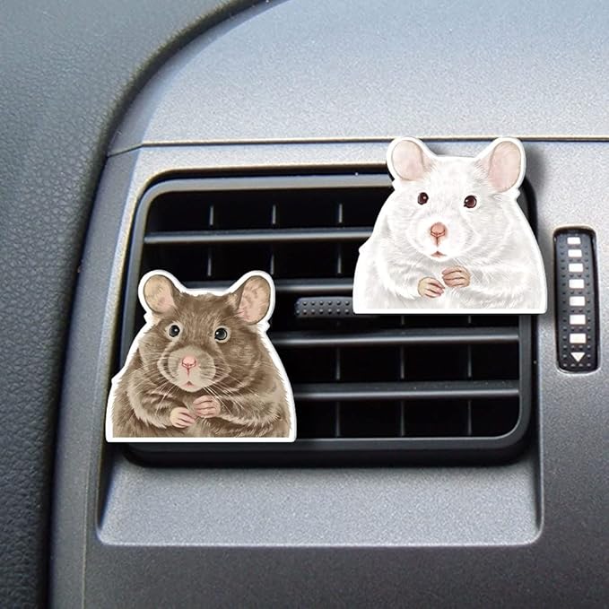 WIRESTER Set of 2 Fresh Scented Car Air Freshener Vent Clip, Decorative Accessories, Interior Decoration for Cars, Owl, Bird, Chicken, Guinea Pig, Rabbit, Dog, Cat