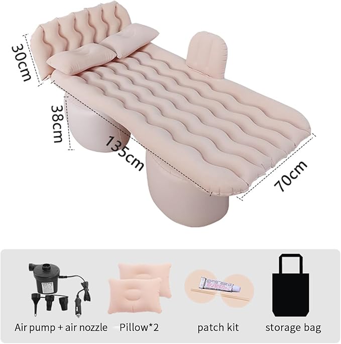 Car Air Mattress for Silverado 1500/GMC Sierra 1500 2019-2023 2024, Inflatable Car Bed for Back Seat Sleeping, Soft Car Inflatable Bed Back Seat Mattress Airbed,A Beige