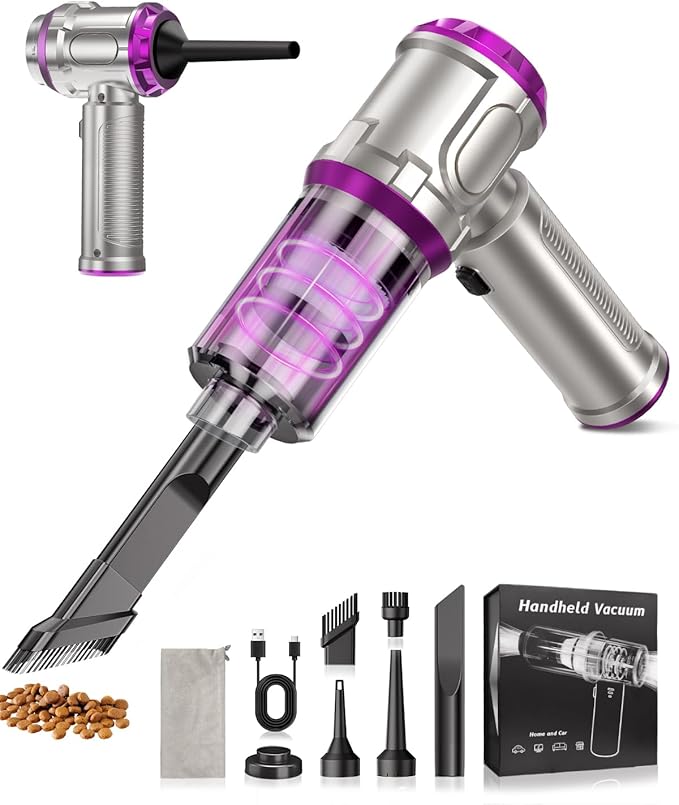 Portable Car Handheld Vacuum Cleaner 15000pa - 4 in 1 Vacuum Cleaner&Air Duster, Rechargeable Handheld Vacuum with Multi-Nozzles for Car, Home, Pet, Ideal Gifts for Men & Women (Pink)