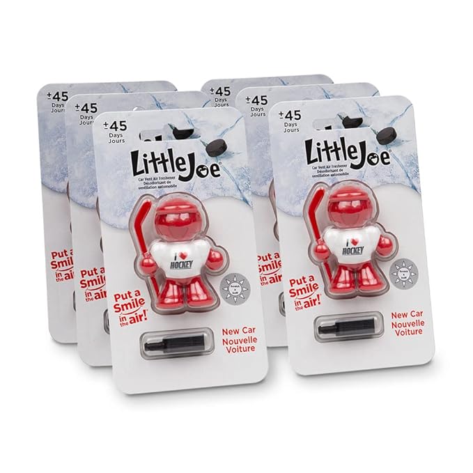 Little Joe 96427-6PK I Love Hockey New Car Scent Car Air Freshener Vent Clip, Fights Odors for up to 45 Days, Long-Lasting Freshness, Cute Car Odor Eliminator, Red, Pack of 6