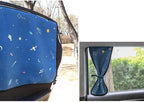 Magnetic Car Sun Shade Curtain for Side Window – Sun Blocker and UV Protector for Baby, Kids, and Pets – Universal Fit with Built-in Magnets for Steel-Framed Door (Be-Space Travel)