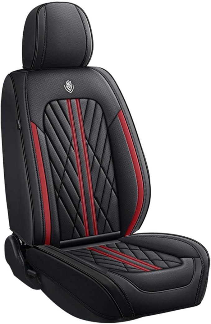 Premium Nappa Leatherette Car Seat Cover Set Custom Fit for Honda CR-V CRV 2000-2023 2024 2025 2026 Water-Proof Breathable Faux Leather Seat Cushion Protectors (Front 2 Seats,Red Line)
