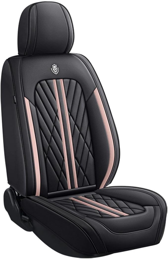 Premium Nappa Leatherette Car Seat Cover Set Custom Fit for Honda CR-V CRV 2000-2023 2024 2025 2026 Water-Proof Breathable Faux Leather Seat Cushion Protectors (Full Set 5 Seats,Pink Line)