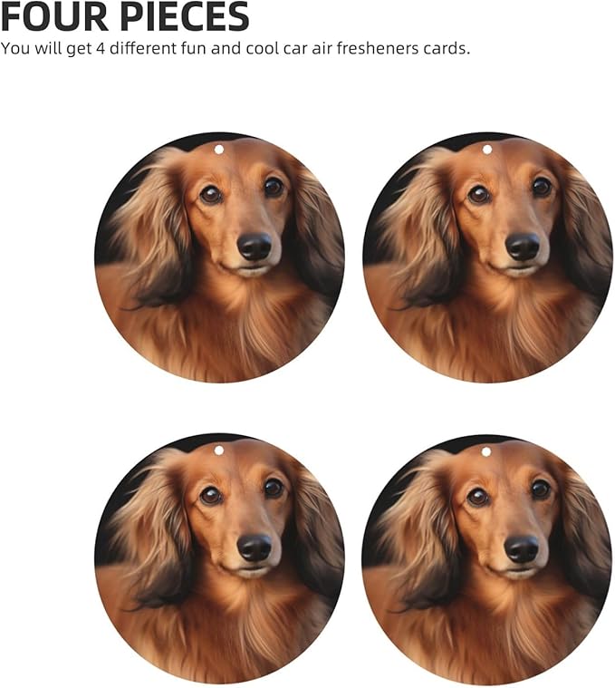 Car Air Freshener 4 Pcs Air Freshener for Car Aromatherapy Tablets Long haired Dachshund Hanging Fragrance Scented Cards Funny Scented Hanging Sheet for Bedroom Wardrobe Shoe Cabinet