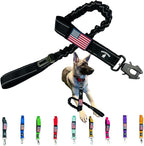 Heavy Duty Bungee Dog Leash - Shock Absorbing, Seat Belt Clip, Quick Release Frog Clasp, Double Padded Handles, for Large and Medium Dogs, Durable for Training, Walking, Car Safety, Outdoor Adventure