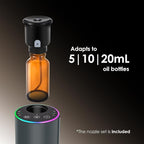 Waterless Essential Oil Diffuser with 8 Color LED Night Light, 3 Mist Levels & Timers, Portable Rechargeable Aromatherapy Diffuser for Home Car Room Studio Office, Black Metal (Grey)