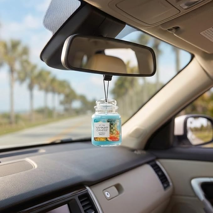 Yankee Candle Car Jar Ultimate, Bahama Breeze Pineapple & Mango Scent, Hanging Odor Neutralizing Air Freshener for Vehicles and Small Spaces, Long Lasting Fragrance, 0.96 Ounce (Pack of 4)