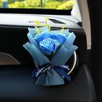 Mini Car Vent Clip Air Freshener, Aesthetic Floral Soap Rose Bouquet Diffuser Decor, Reusable Essential Oil Aroma Pad, Cute Car Accessories Gift for Women (Style H)