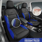 Skechers Memory Foam Car Seat Covers, Lycra Fabric Seat Covers, Car Seat Covers Front Seats Airbag Compatible, Automotive Comfort Protection for Most Cars,Trucks, SUVs,Blue