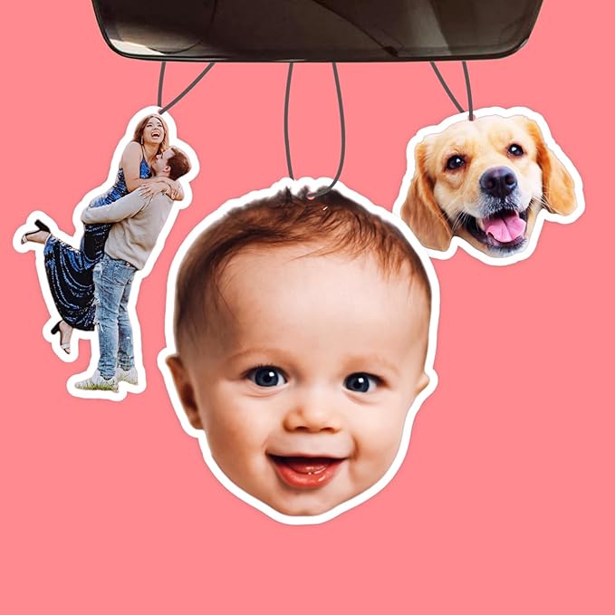 Custom Air Freshener for Car with Photo Text Picture Both Sides, Personalized Gift for Valentine’s Day Birthday- Ideal for Car Wardrobe Bathroom Hanging Ornaments