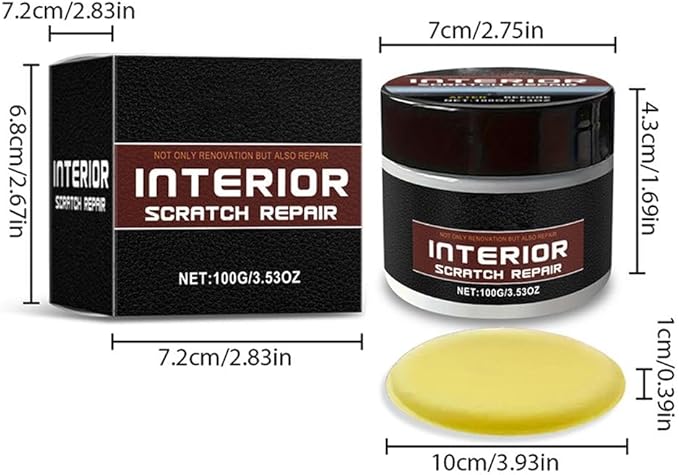Car Interior Scratch Remover & Dashboard Restorer - 100g Car Trim Restorer Kit, Plastic Scuff Repair Wax with Sponge, Back to Black Trim Restorers for All Vehicles, Dashboard Polish & Decontamination