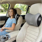 Car Neck Pillow & Headrest Support for Driving - Memory Foam Neck Support Pillow with Adjustable Strap & Removable Cover, Office Chair, Travel Essentials - 2 Pack (Grey)