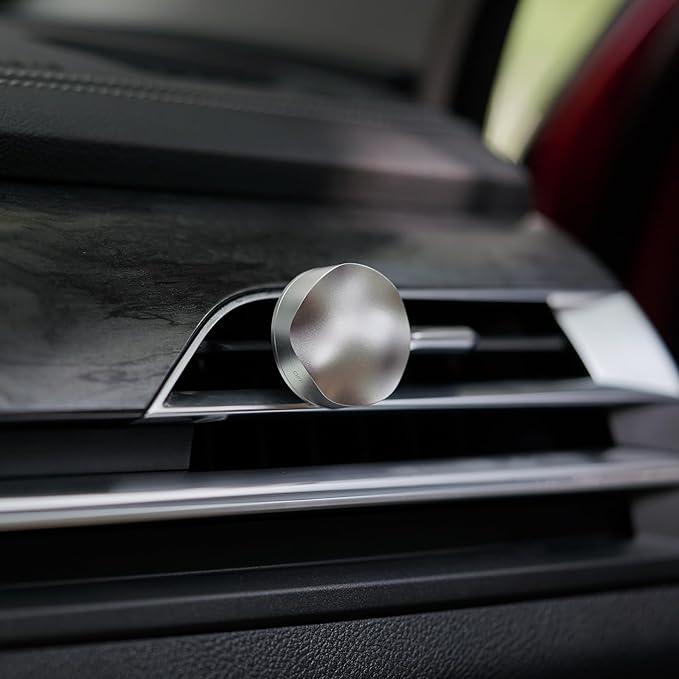 THEDOTS Silver Car Vent Clip Air Freshener, Reusable Car Scent Diffuser, Car Accessories, Frosted Ebony Scent