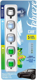 Febreze Car Air Freshener 5 Count Platinum, Linen & Sky, Gain Original Vent Clips