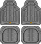 CAT PU Leather Seat Covers for Cars – (2) Front Seat Covers with (4) All-Weather Heavy-Duty Floor Mats for Trucks, Cars, & SUVs Combo Set – Car Interior Protection Liners for Car Seats and Floors