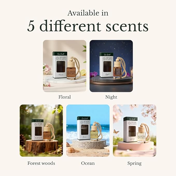 Floral Car Perfume Car Air Freshener 30-Day Luxury Hanging Diffuser Perfume Bouquet Gift for Men & Women, Essential Oil Scent Long-Lasting for Car SUV Truck