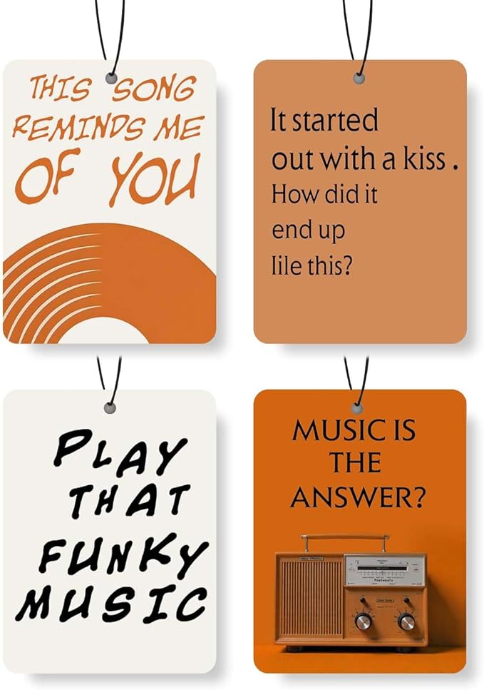 Vinyl Record Car Air Freshener 4 Pcs, Retro Music - themed Hanging Scents for Cars Closet Drawer Books, Car Accessories Mirror Decor for Music Lovers