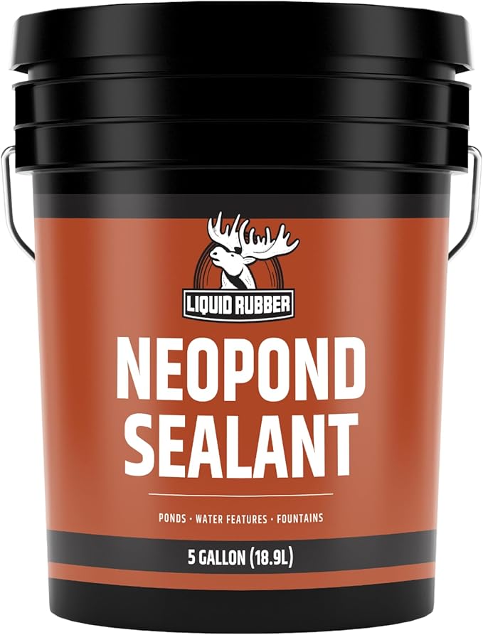Liquid Rubber NeoPond Waterproof Pond Sealant - Fish and Plant Safe Waterproofing Membrane Sealer for Ponds and Water Features, Black, 5 Gallon