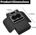 Car Center Console Cover, Memory Foam Nappa Leather Vehicle Armrest Cushion with Tissue Box, 2 Storage Bag & Holder, Automotive Arm Rest Protector Accessories, Universal Fit (Black/Red)