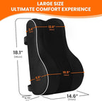 CloudBliss Ergonomic Lumbar Support Pillow – Memory Foam for Lower Back Pain Relief, Adjustable Straps & Mesh Cover for Office, Gaming, Car Seat & Home Essentials (Black)