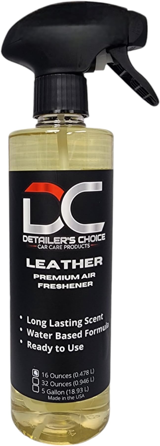 Detailer's Choice Series Premium Interior Car Fragrances I Air Freshener & Odor Eliminator I 16 oz. (Leather)